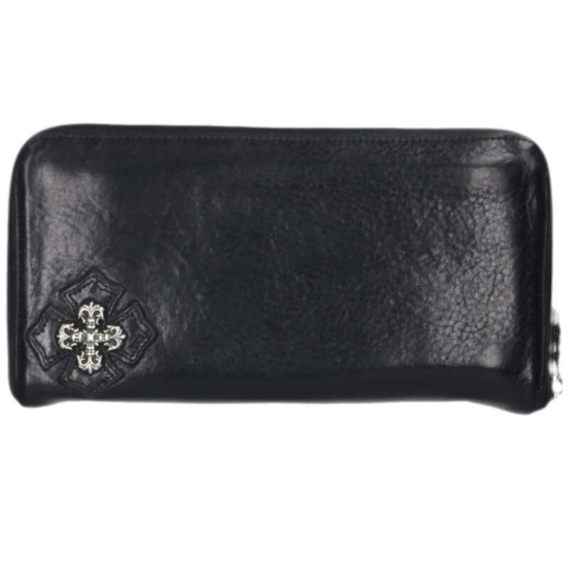Chrome Hearts RC Zp2 Filigree Plus Decoration Round Zip Leather Wallet