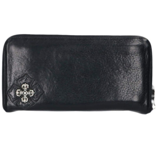 Chrome Hearts RC Zp2 Filigree Plus Decoration Round Zip Leather Wallet