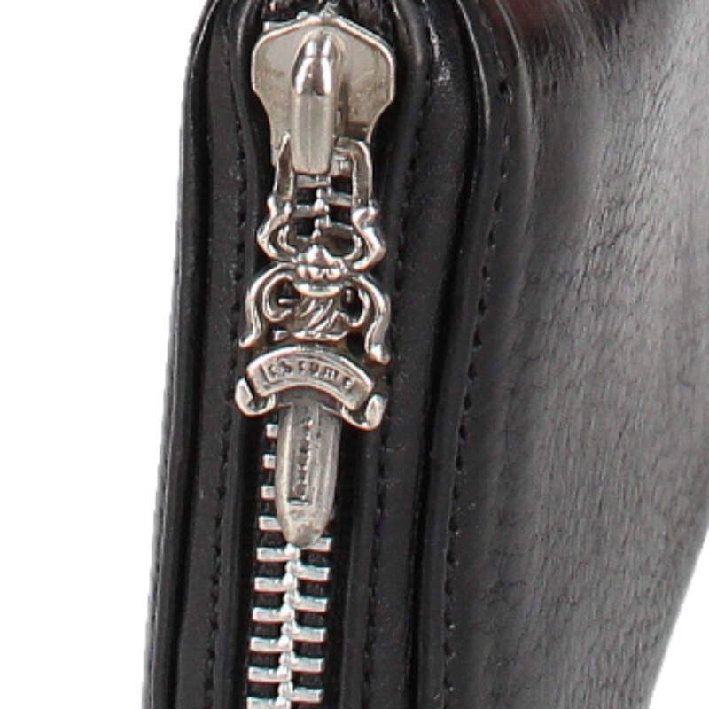 Chrome Hearts RC Zp2 Filigree Plus Decoration Round Zip Leather Wallet