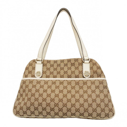 Gucci Handbag GG Canvas Brown Ivory Champagne Gold