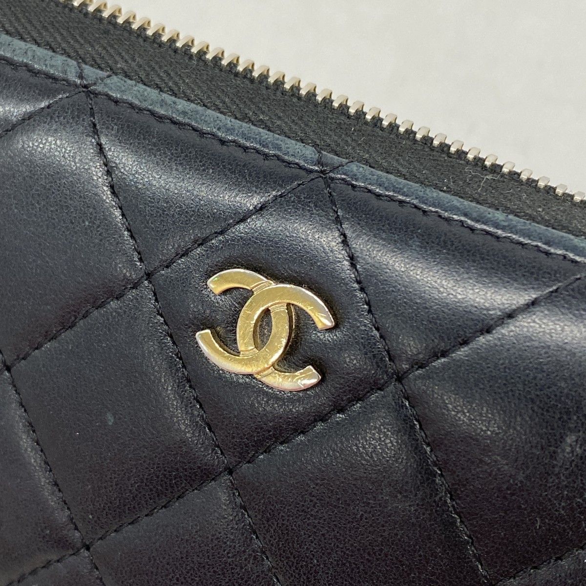 Chanel Wallet Quilted Lambskin Black Champagne Gold