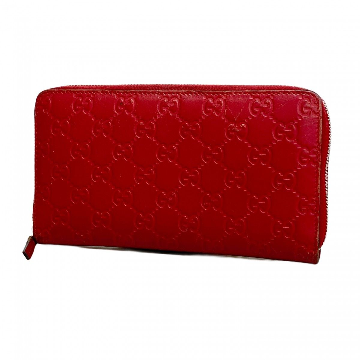 Gucci Wallet Guccissima Leather Red Silver