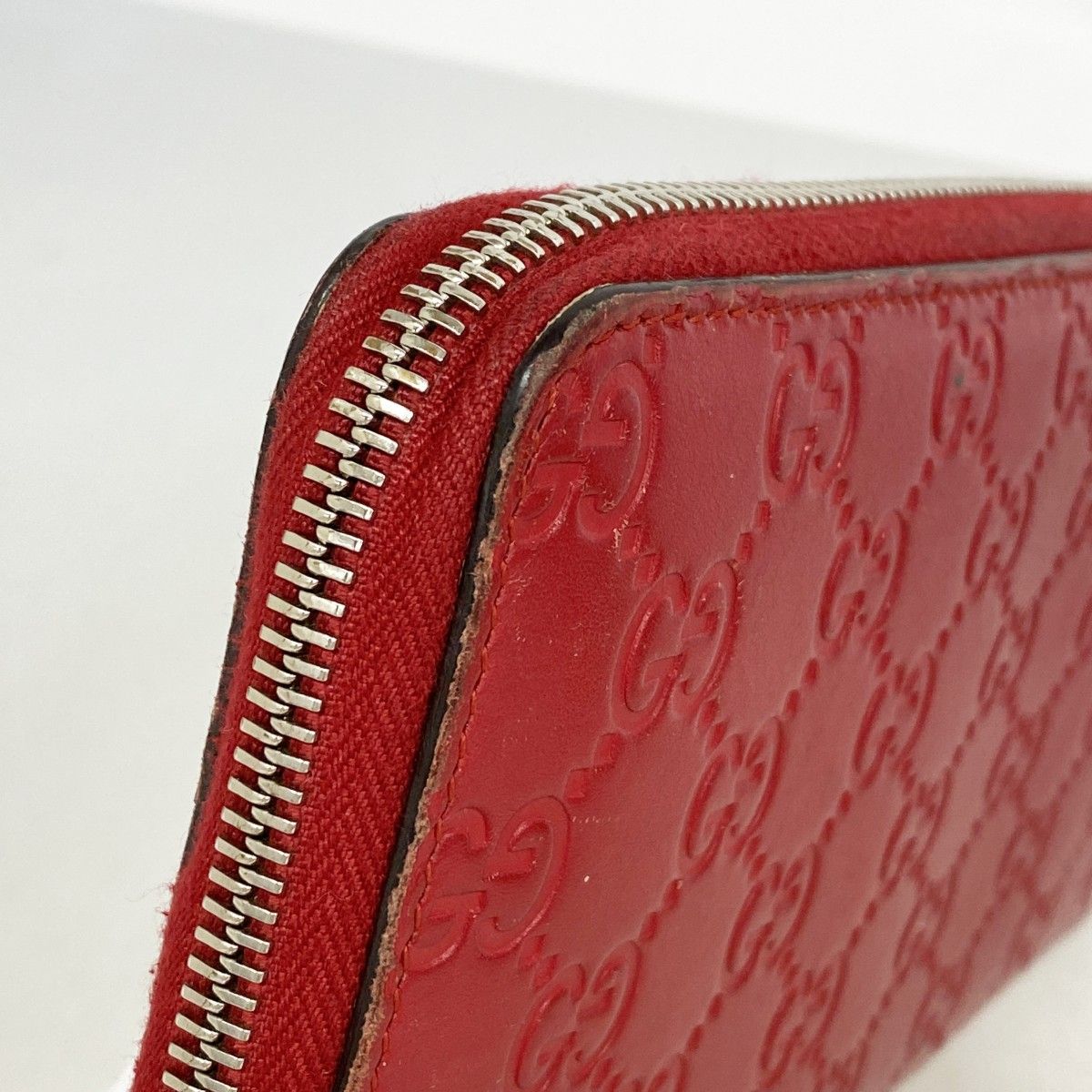 Gucci Wallet Guccissima Leather Red Silver