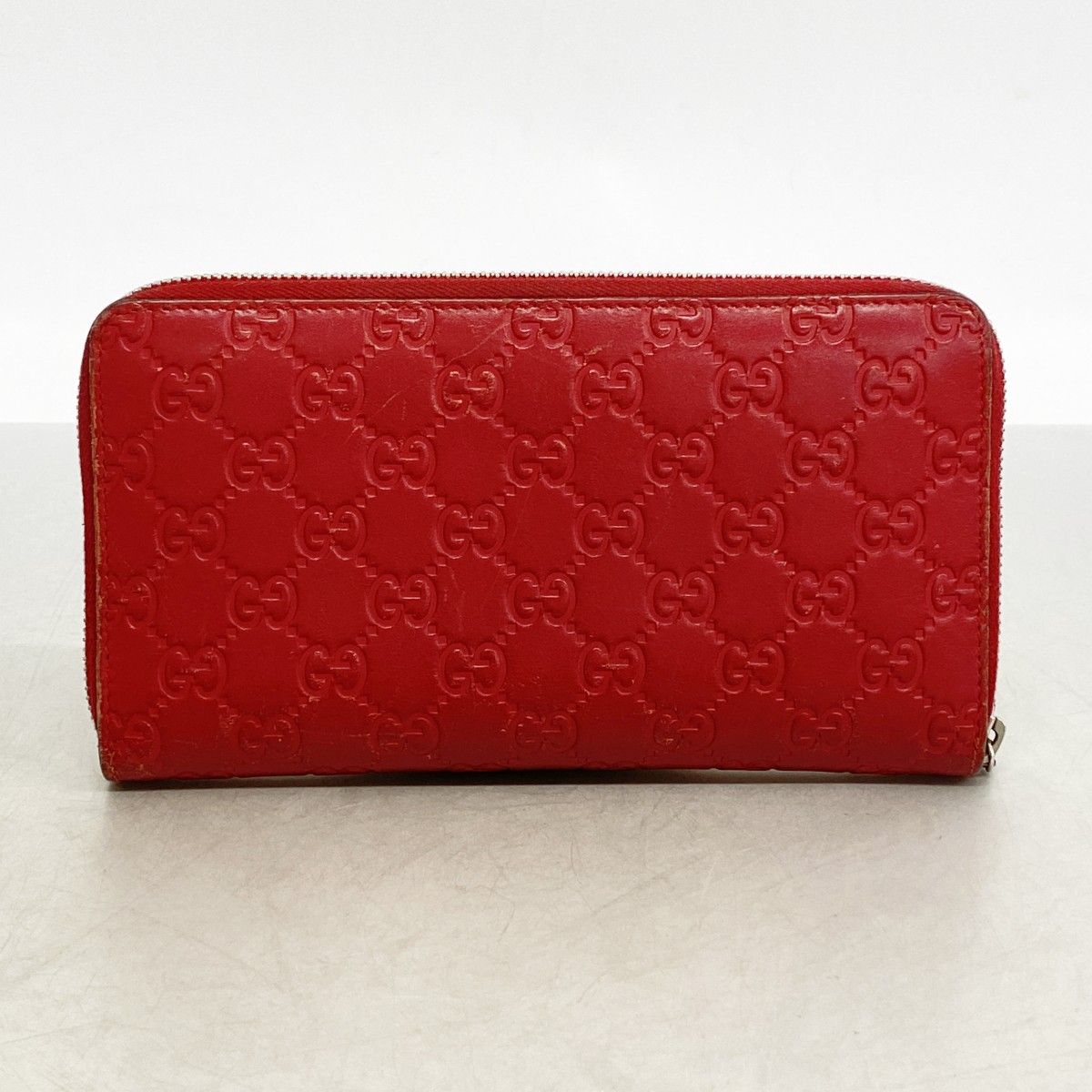 Gucci Wallet Guccissima Leather Red Silver