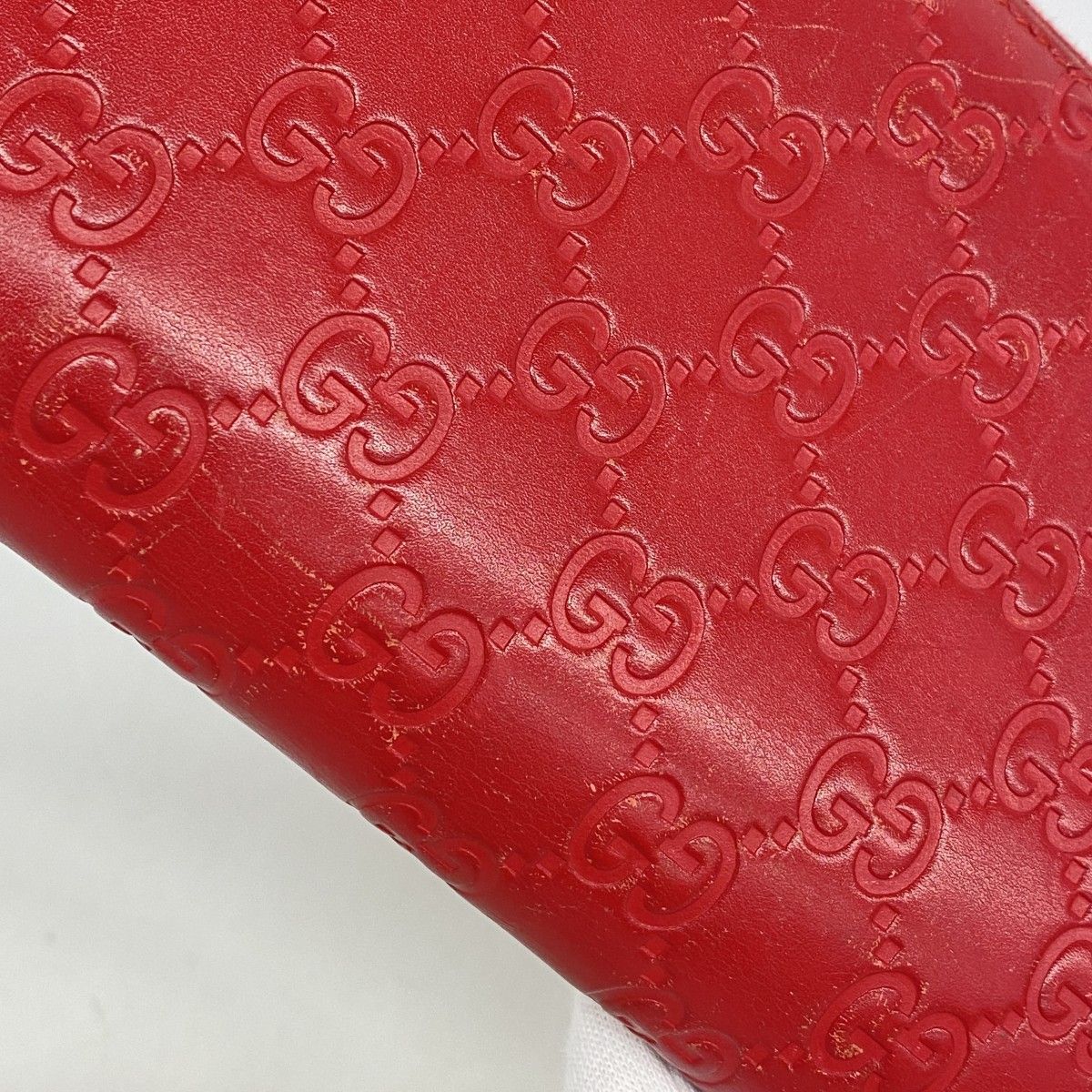Gucci Wallet Guccissima Leather Red Silver