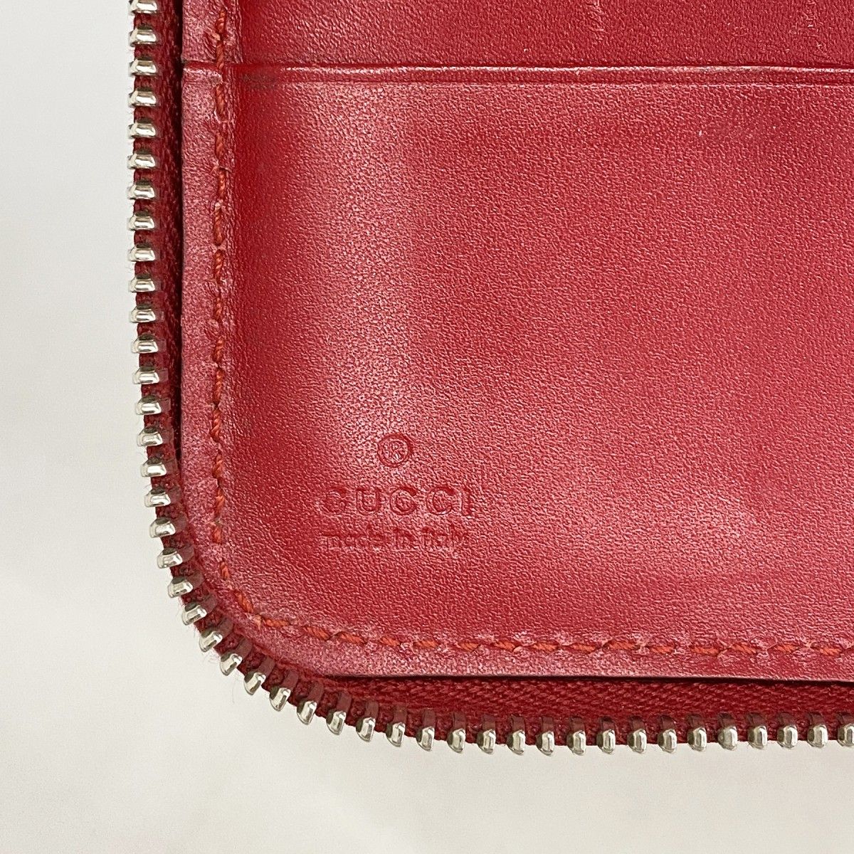 Gucci Wallet Guccissima Leather Red Silver