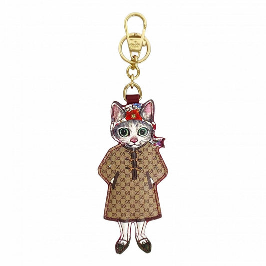 Gucci Key Holder Charm Yuko Higuchi Brown Champagne Gold