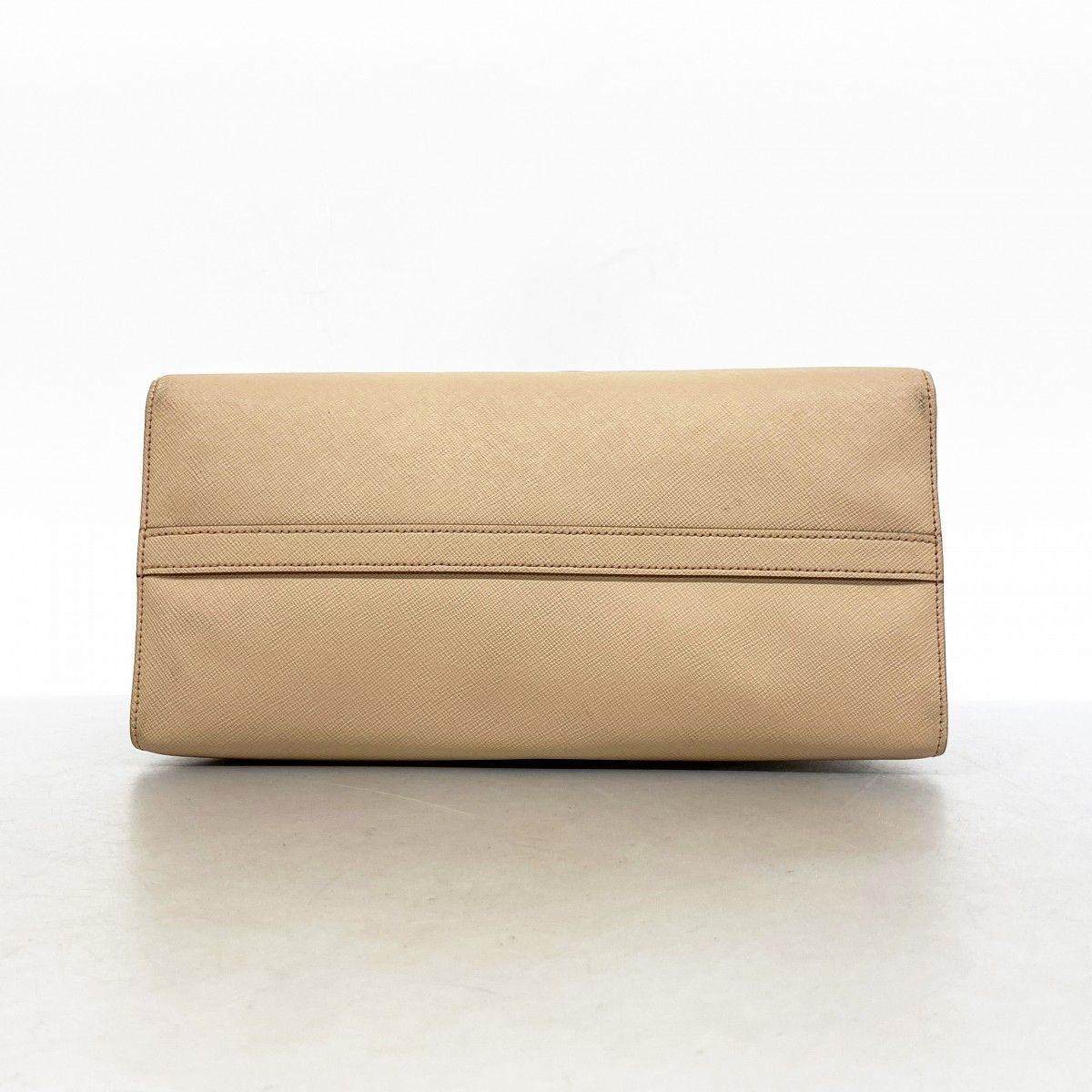 Prada Handbag Saffiano Leather Beige Gold