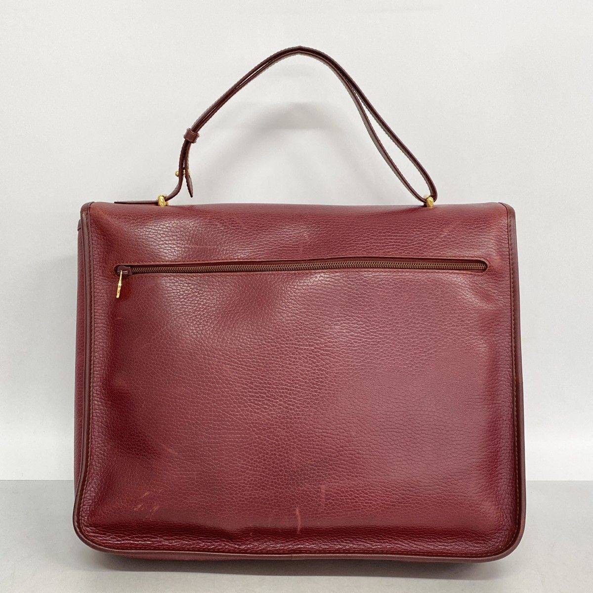 Cartier Business Bag Must Leather Bordeaux Gold Silver