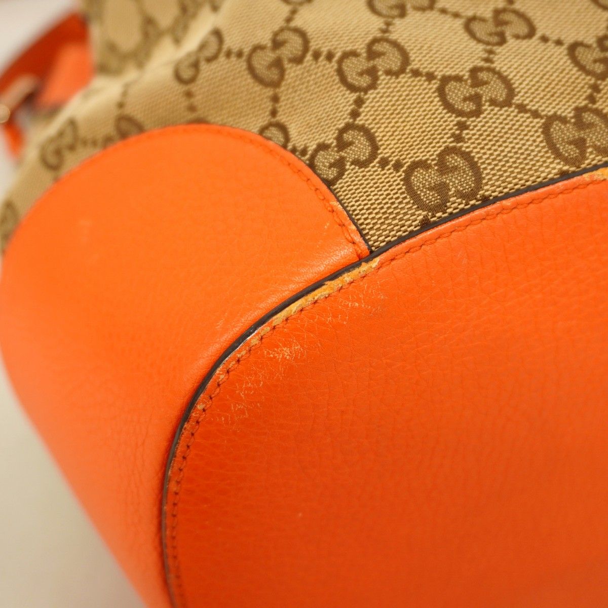 Gucci Shoulder Bag GG Canvas Brown Orange Champagne Gold