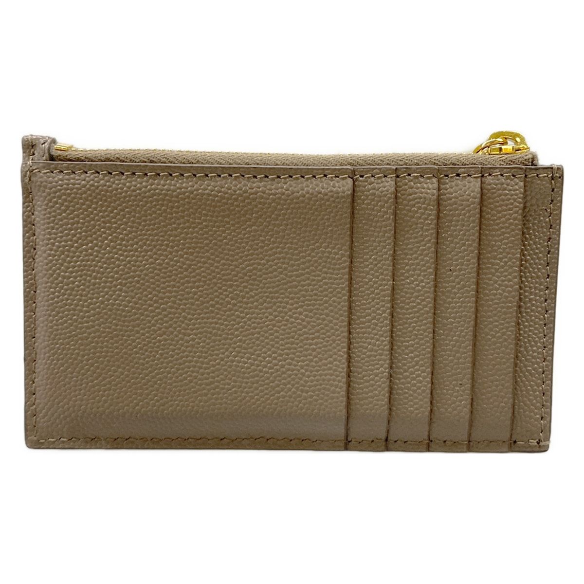 Saint Laurent Paris Coin Case Monogram Fragment Gray Beige Leather