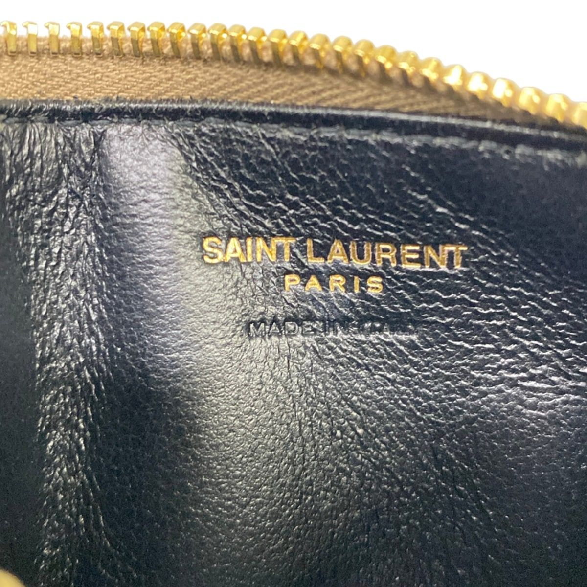 Saint Laurent Paris Coin Case Monogram Fragment Gray Beige Leather