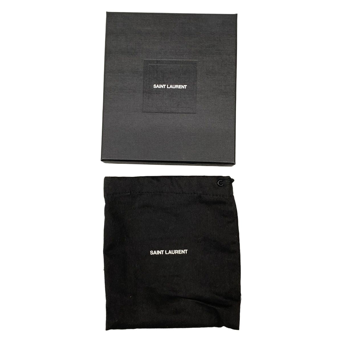 Saint Laurent Paris Coin Case Monogram Fragment Gray Beige Leather