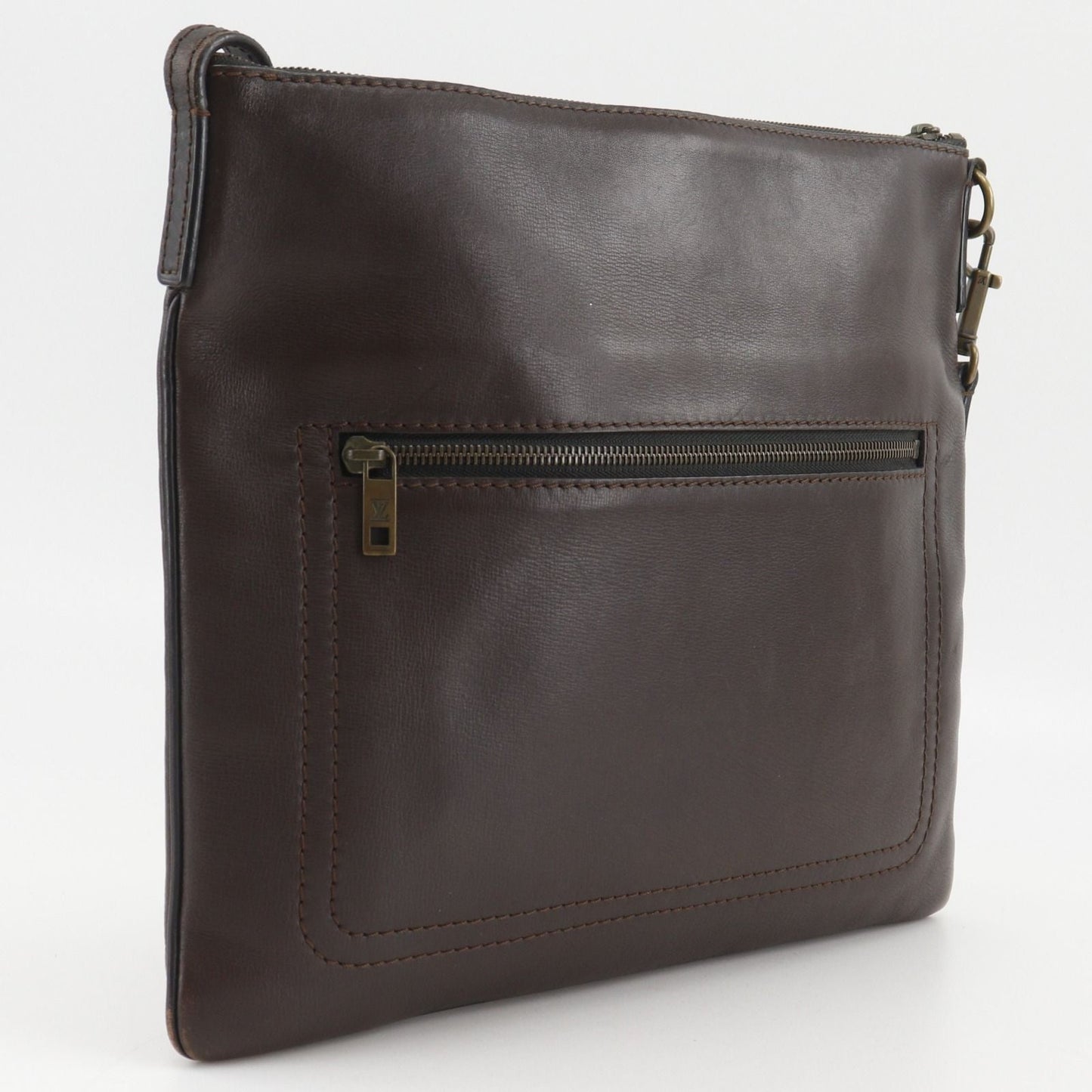 Louis Vuitton Pochette Shauni MM Utah Leather Cafe Brown Shoulder Bag