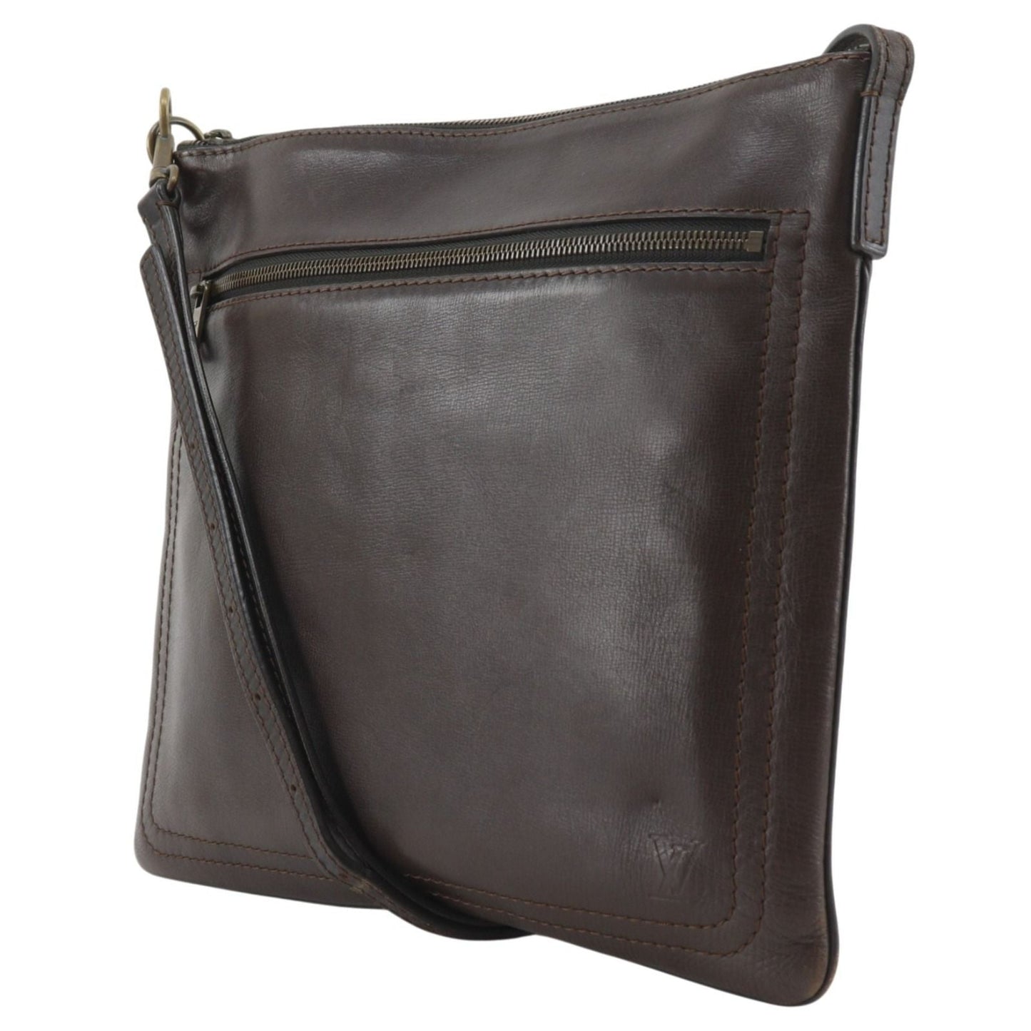 Louis Vuitton Pochette Shauni MM Utah Leather Cafe Brown Shoulder Bag