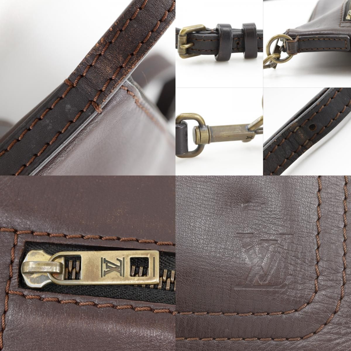 Louis Vuitton Pochette Shauni MM Utah Leather Cafe Brown Shoulder Bag