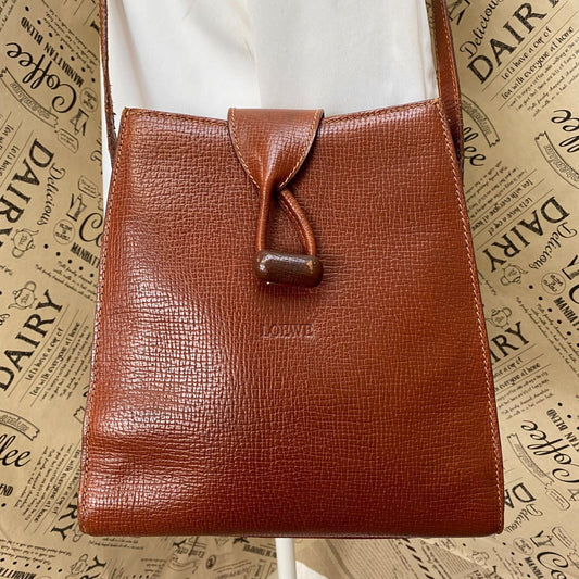 Loewe Handbag Shoulder Anagram Leather Brown Travel