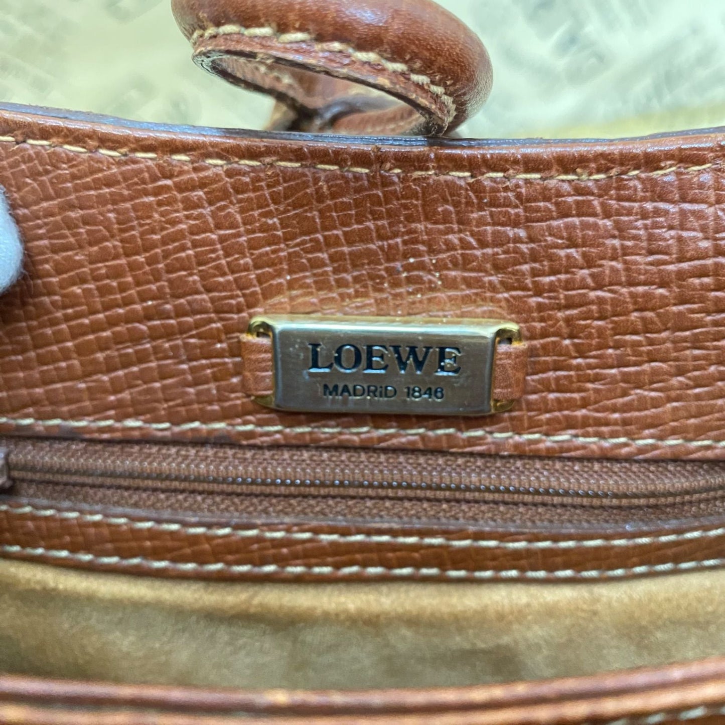 Loewe Handbag Shoulder Anagram Leather Brown Travel