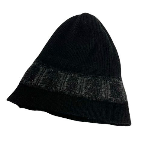 Hermes Knit Cap Cashmere Logo ME Black Gray Hat