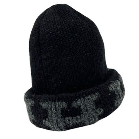 Hermes Knit Cap Cashmere Logo ME Black Gray Hat