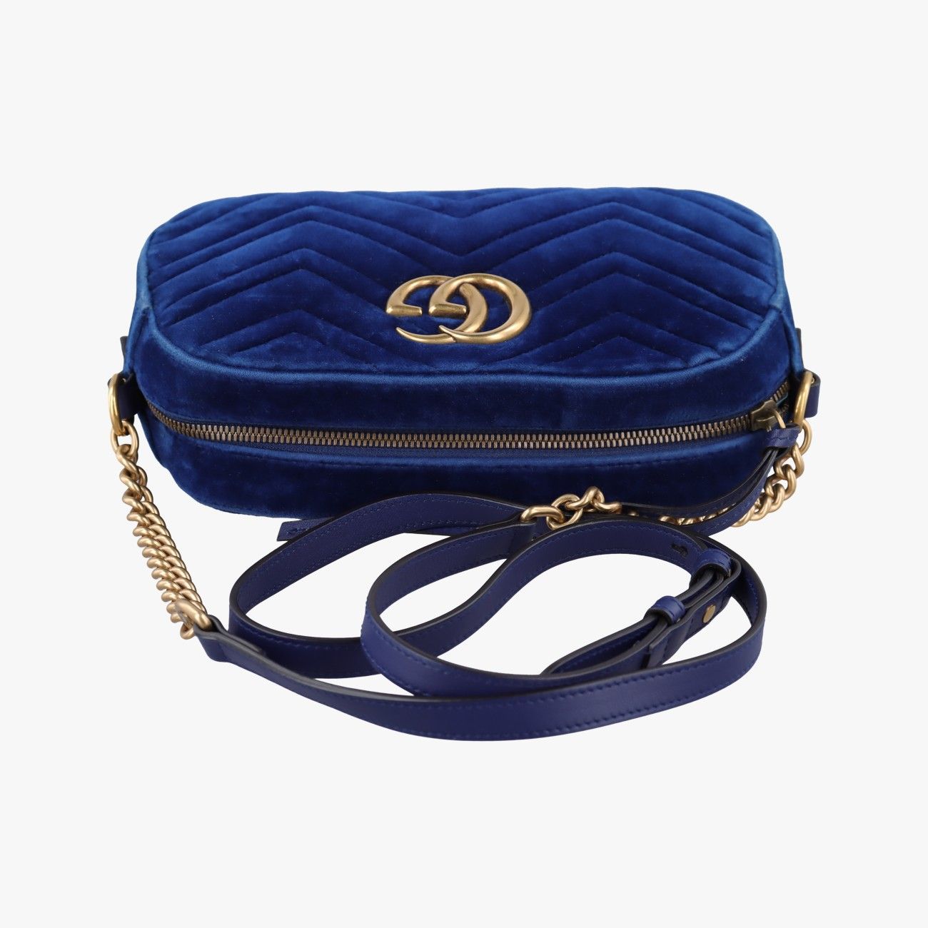 Gucci GG Marmont Blue Velour Messenger Bag