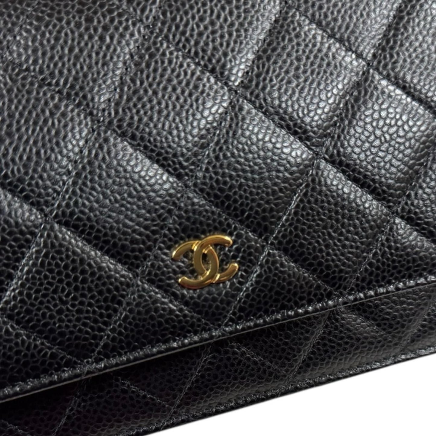 Chanel Quilted Shoulder Bag Caviar Leather Black