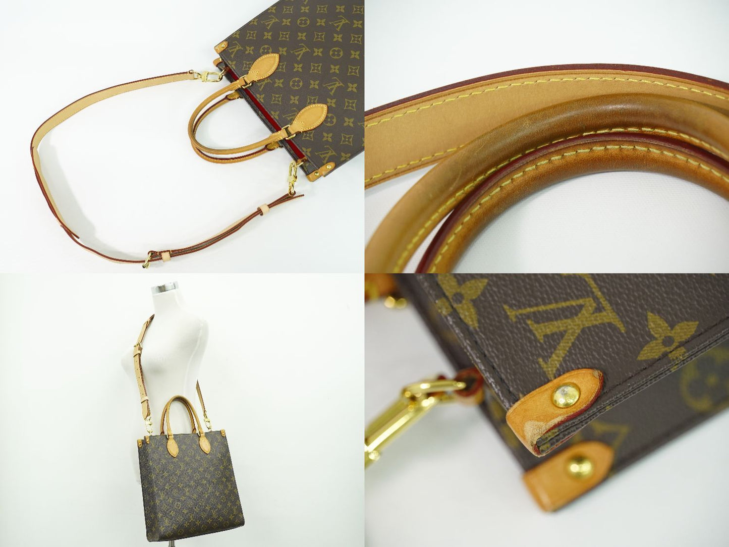 Louis Vuitton LV Sac Plat PM Monogram 2-Way Shoulder Bag Brown