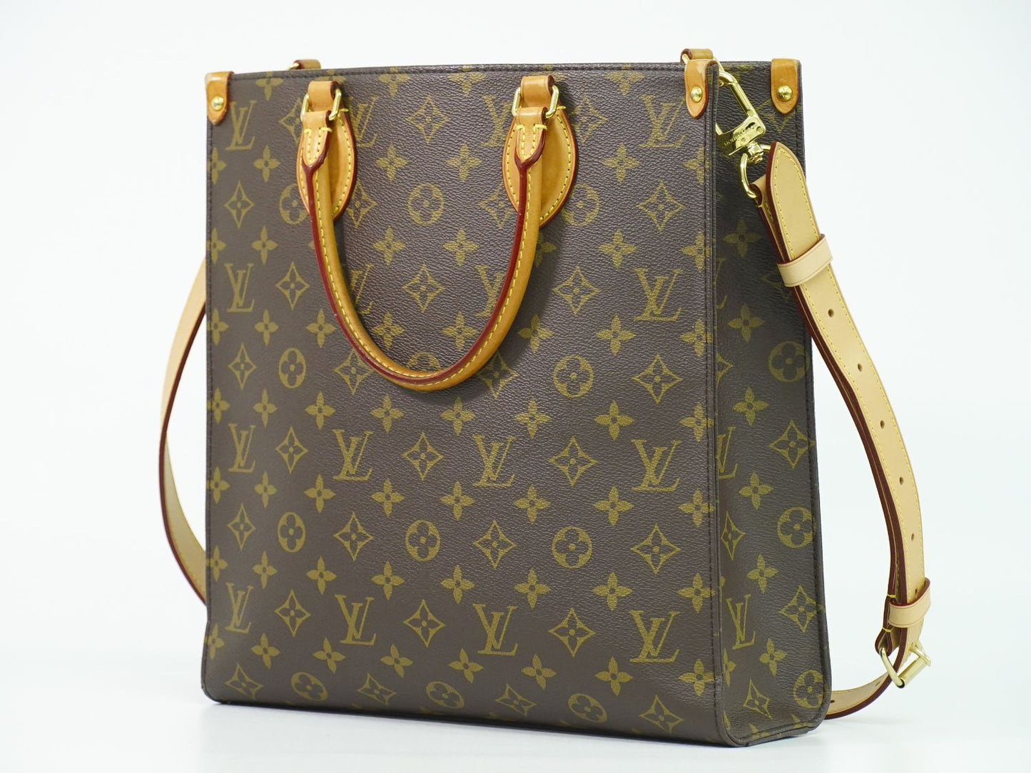 Louis Vuitton LV Sac Plat PM Monogram 2-Way Shoulder Bag Brown