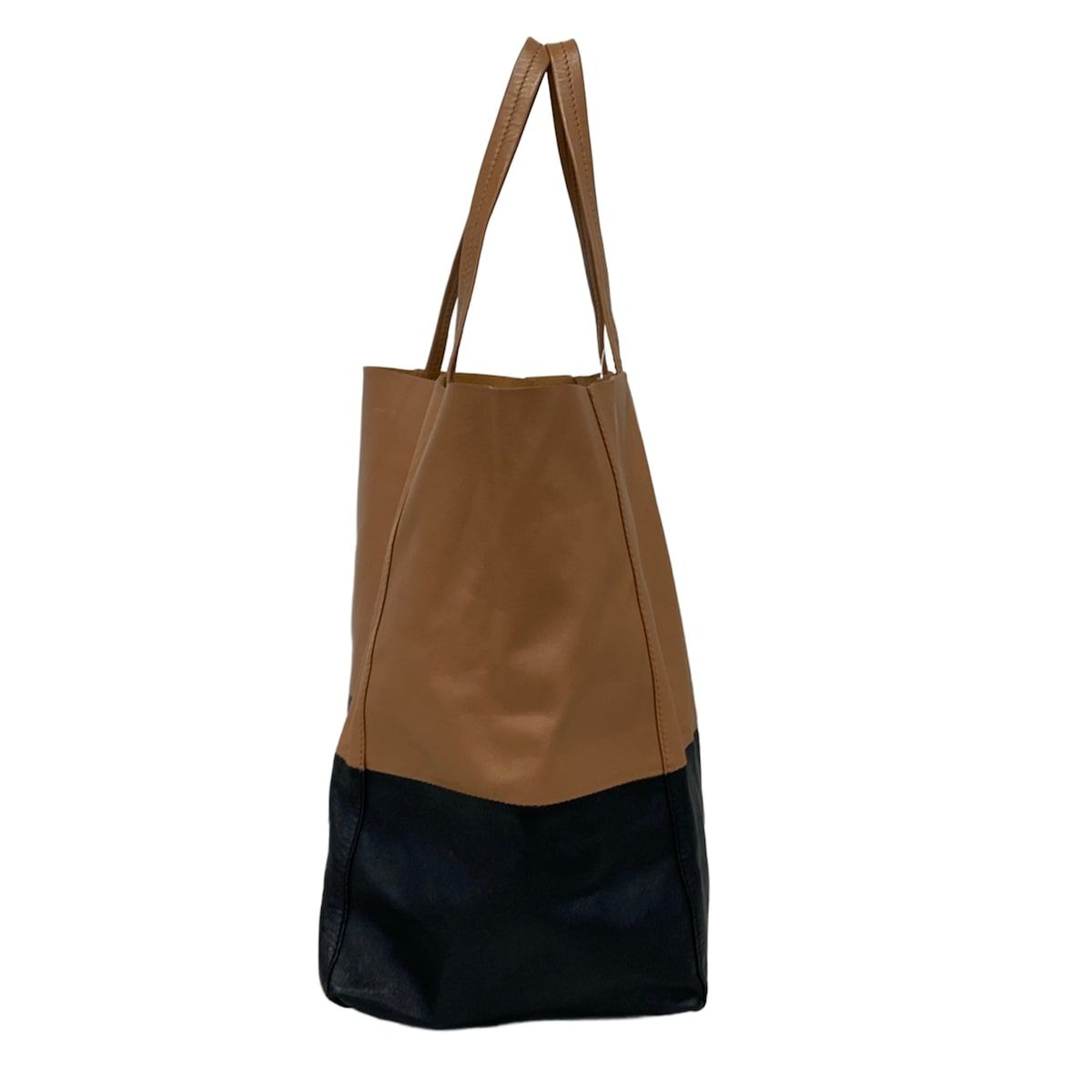 Celine Tote Horizontal Cover Brown Black Leather