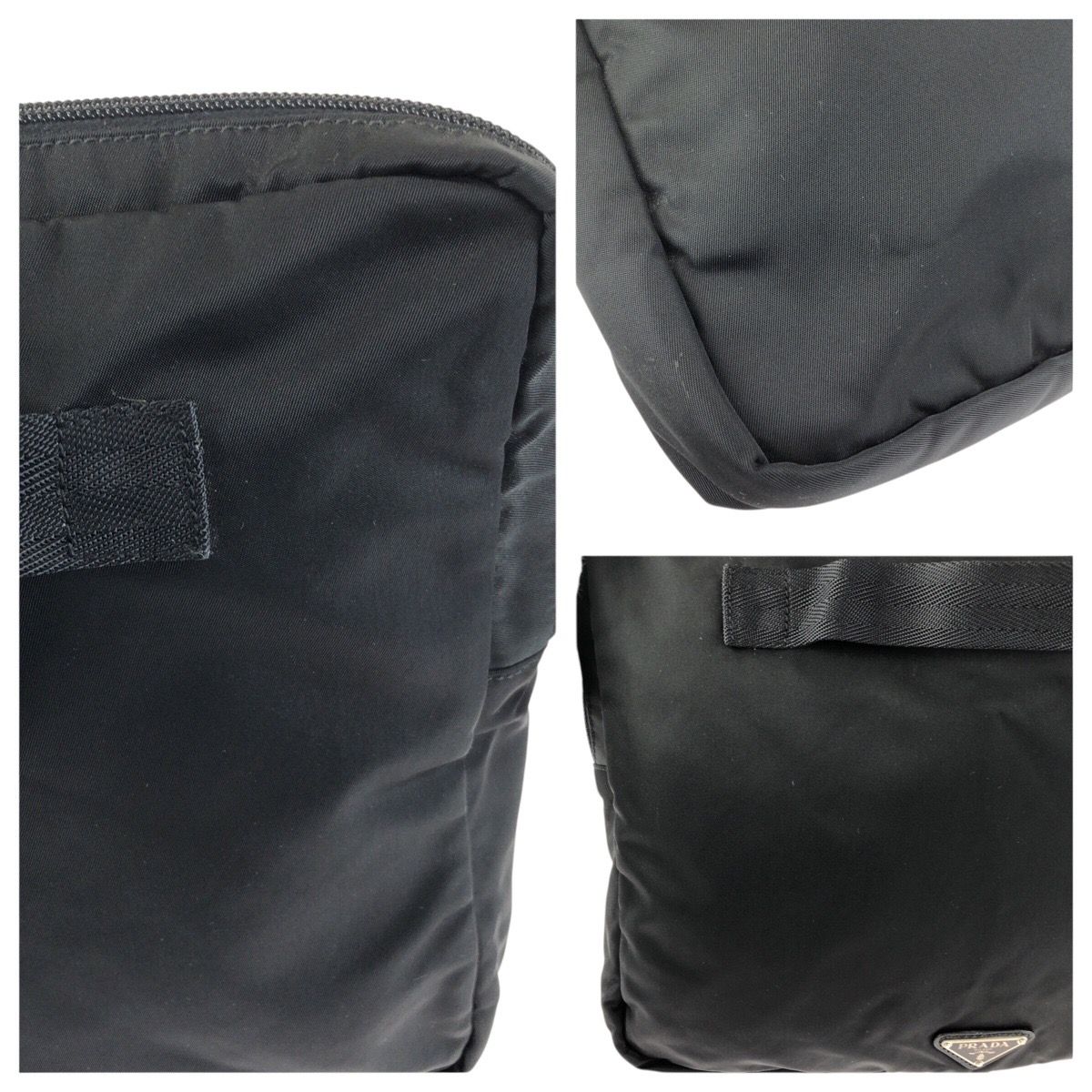 Prada Tessuto Black Silver Nylon Clutch PC Case