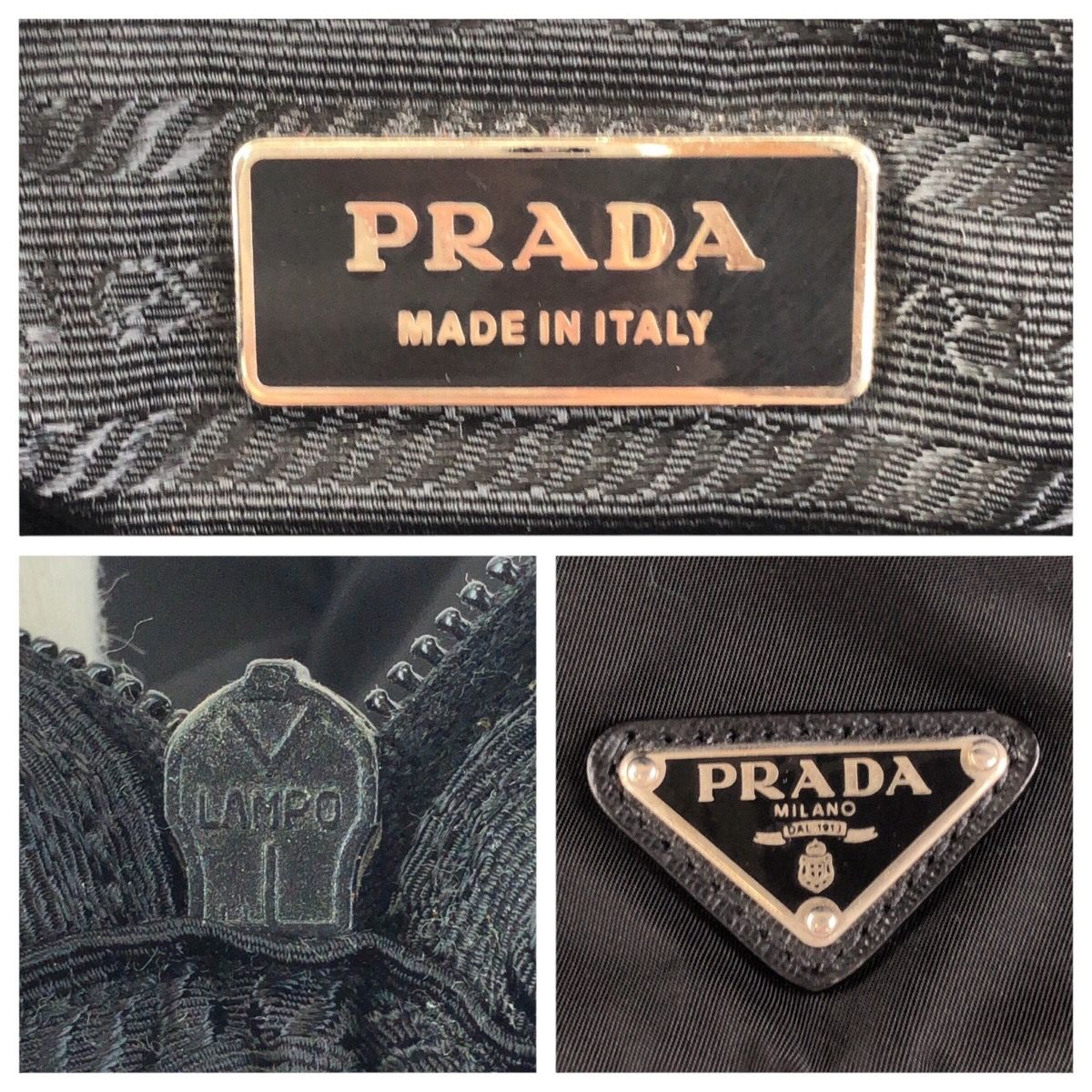 Prada Tessuto Black Silver Nylon Clutch PC Case