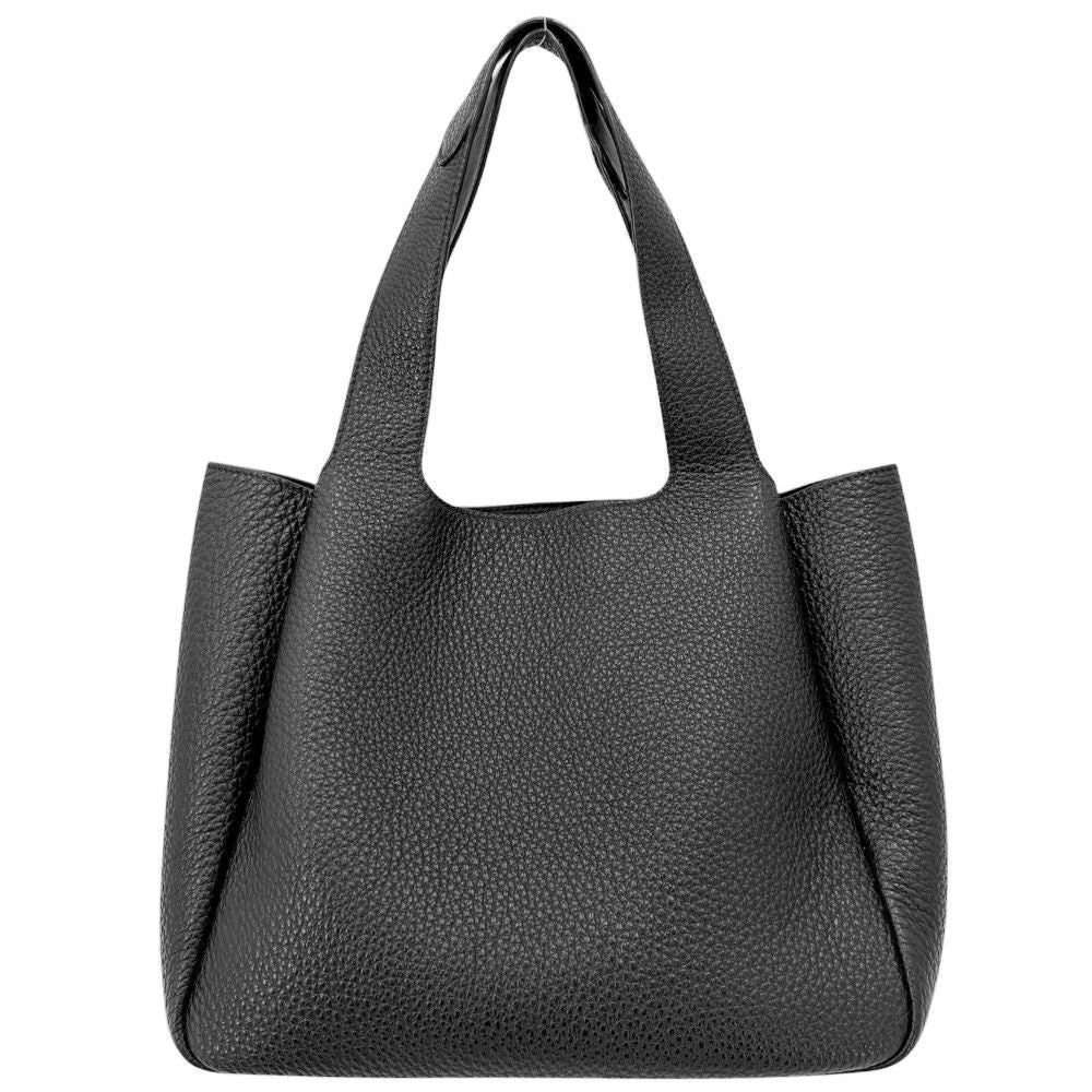 Prada Handbag Triangle Logo Small Leather Tote Black Gold