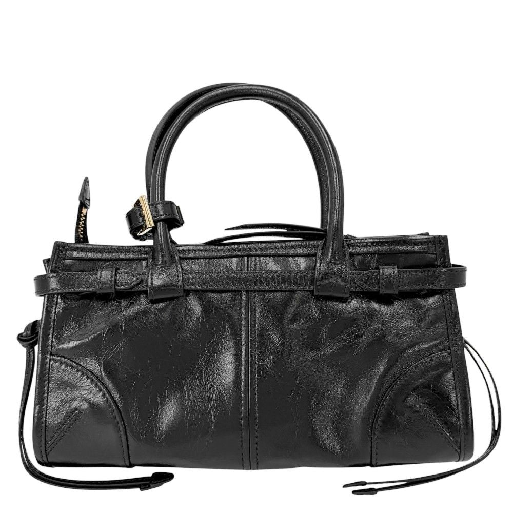 Prada 2-Way Bonnie Mini Crossbody Shoulder Bag Triangle Logo Leather Black Gold