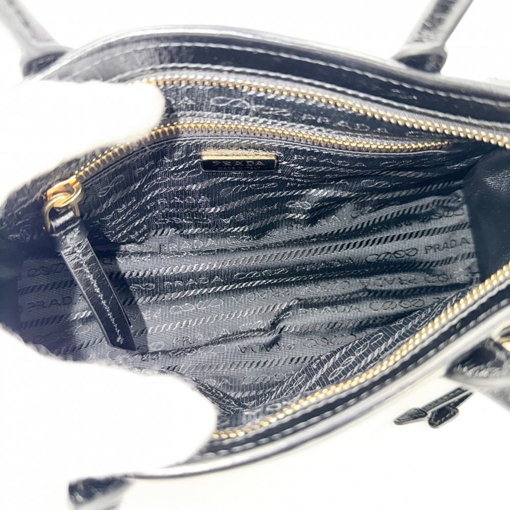 Prada 2-Way Bonnie Mini Crossbody Shoulder Bag Triangle Logo Leather Black Gold
