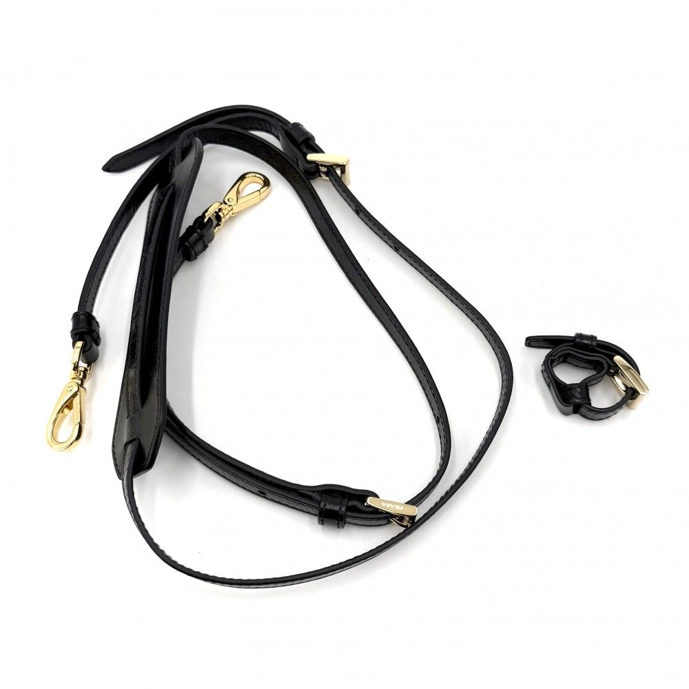 Prada 2-Way Bonnie Mini Crossbody Shoulder Bag Triangle Logo Leather Black Gold