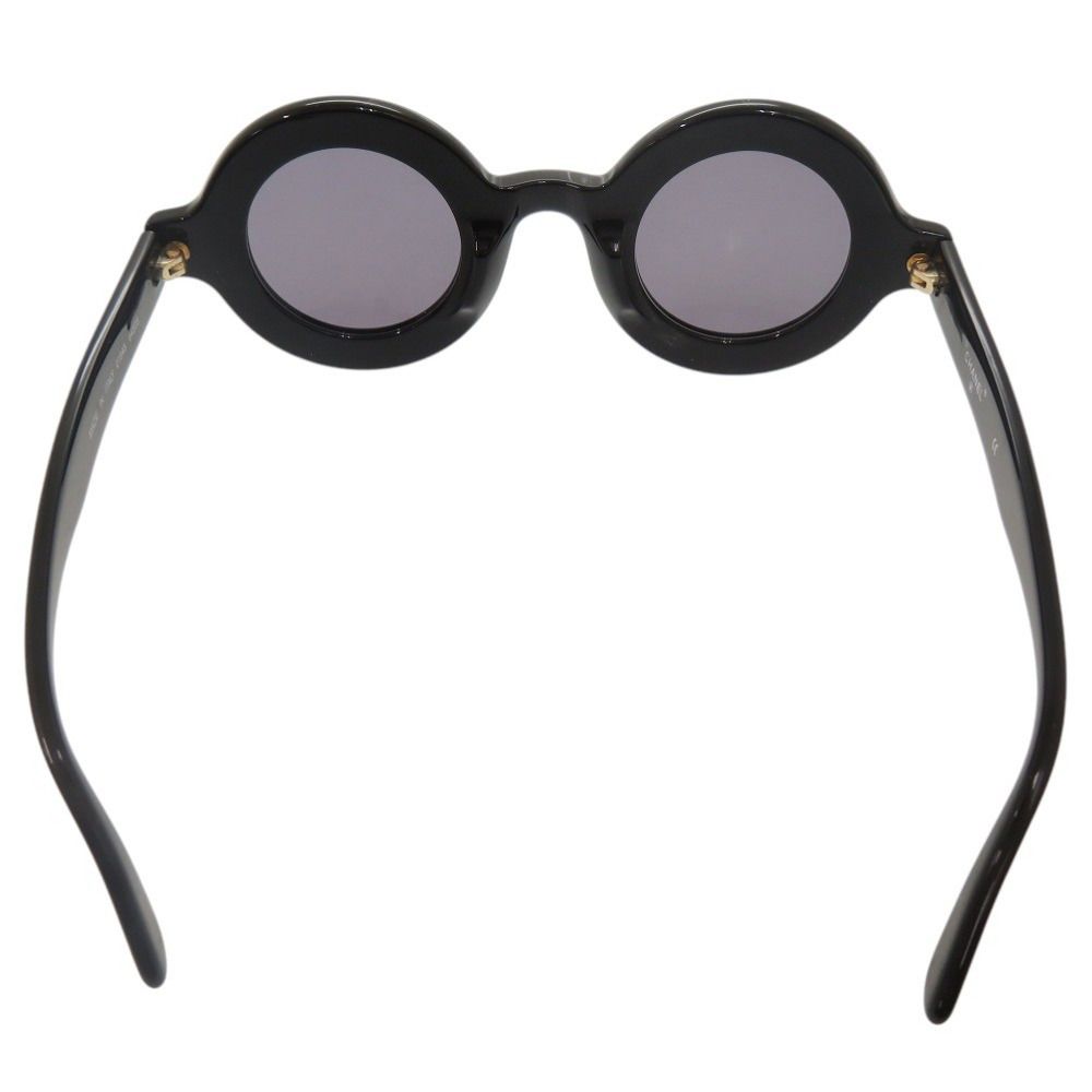 Chanel Vintage CC Logo Round Acetate Black Sunglasses Eyewear