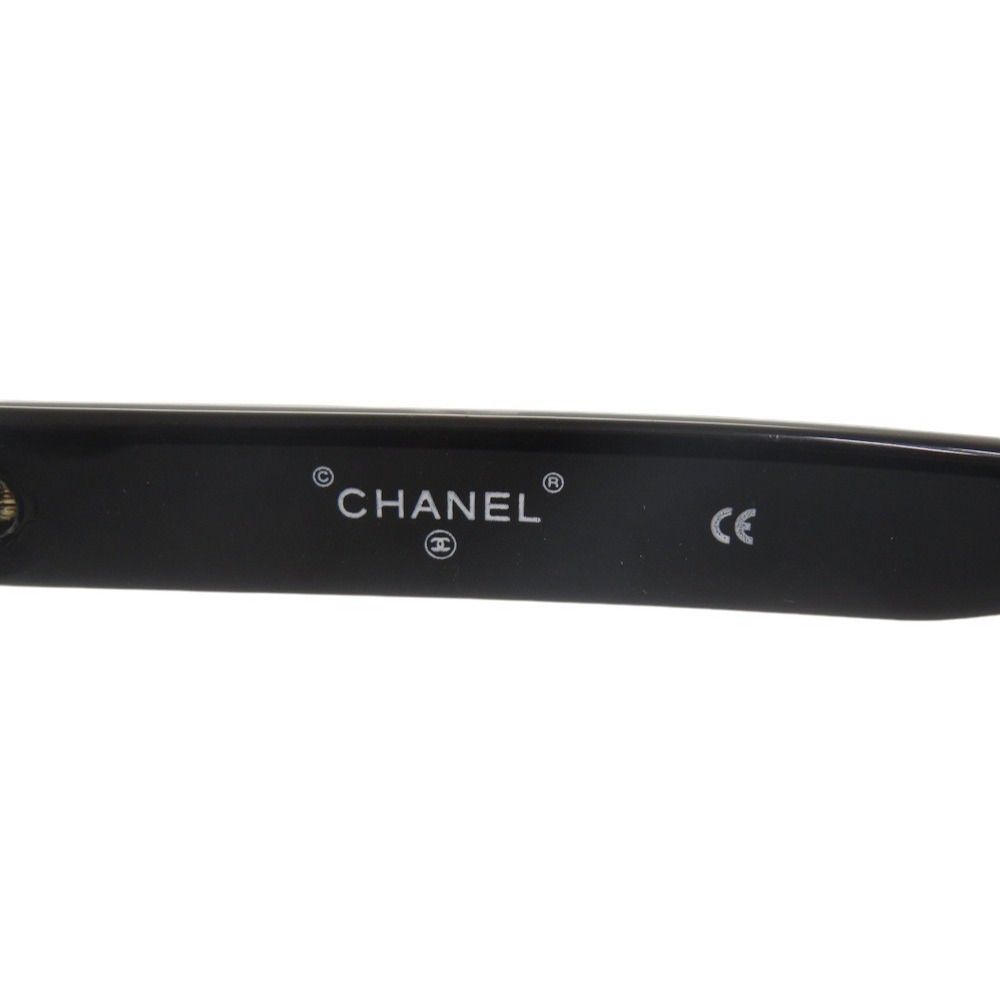 Chanel Vintage CC Logo Round Acetate Black Sunglasses Eyewear