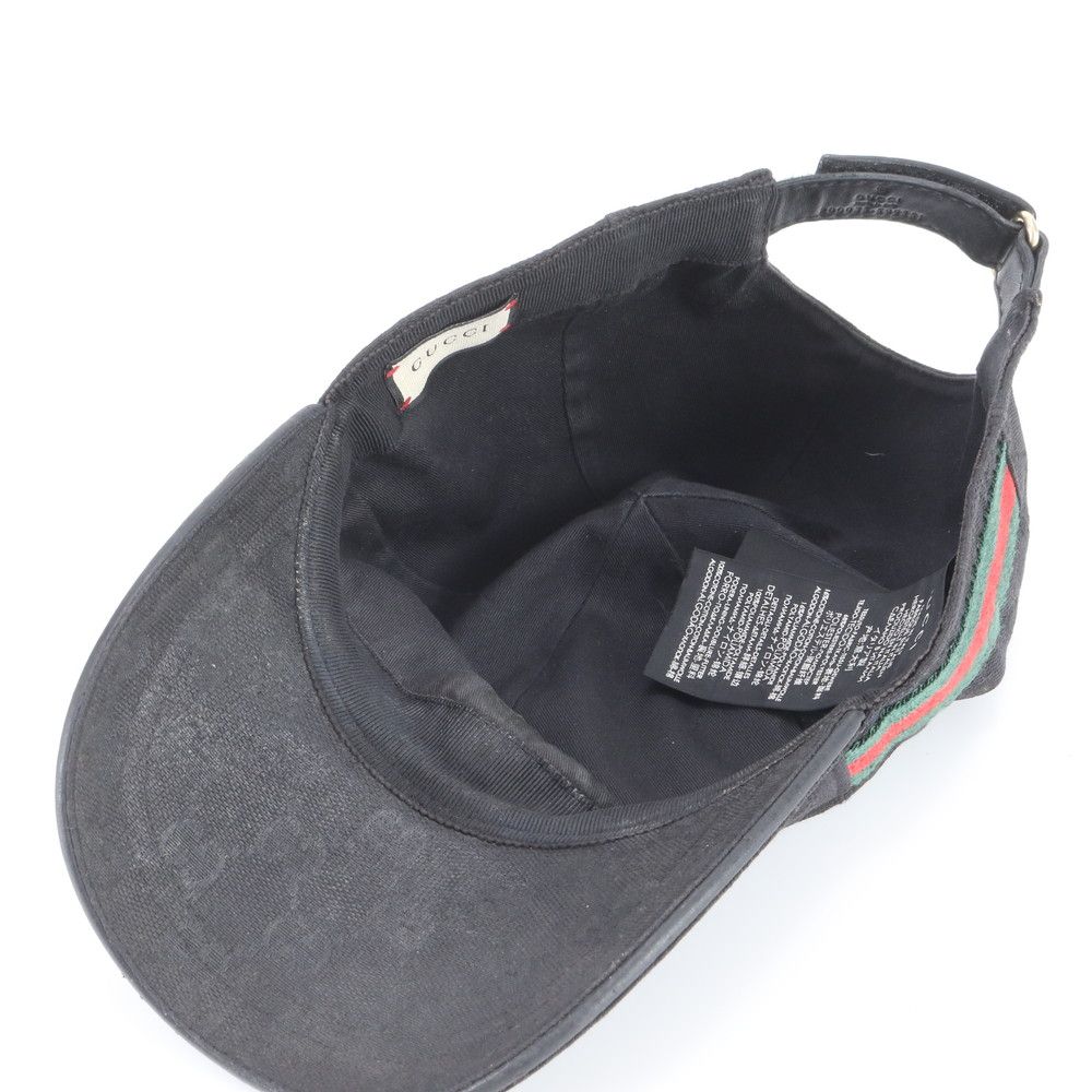 Gucci GG Canvas Sherry Line Baseball Cap Hat Black Ree