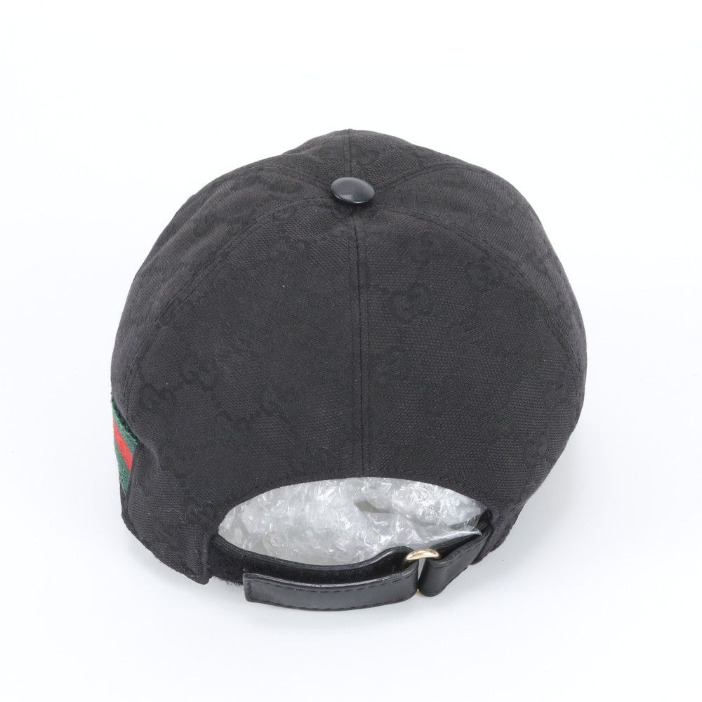 Gucci GG Canvas Sherry Line Baseball Cap Hat Black Ree
