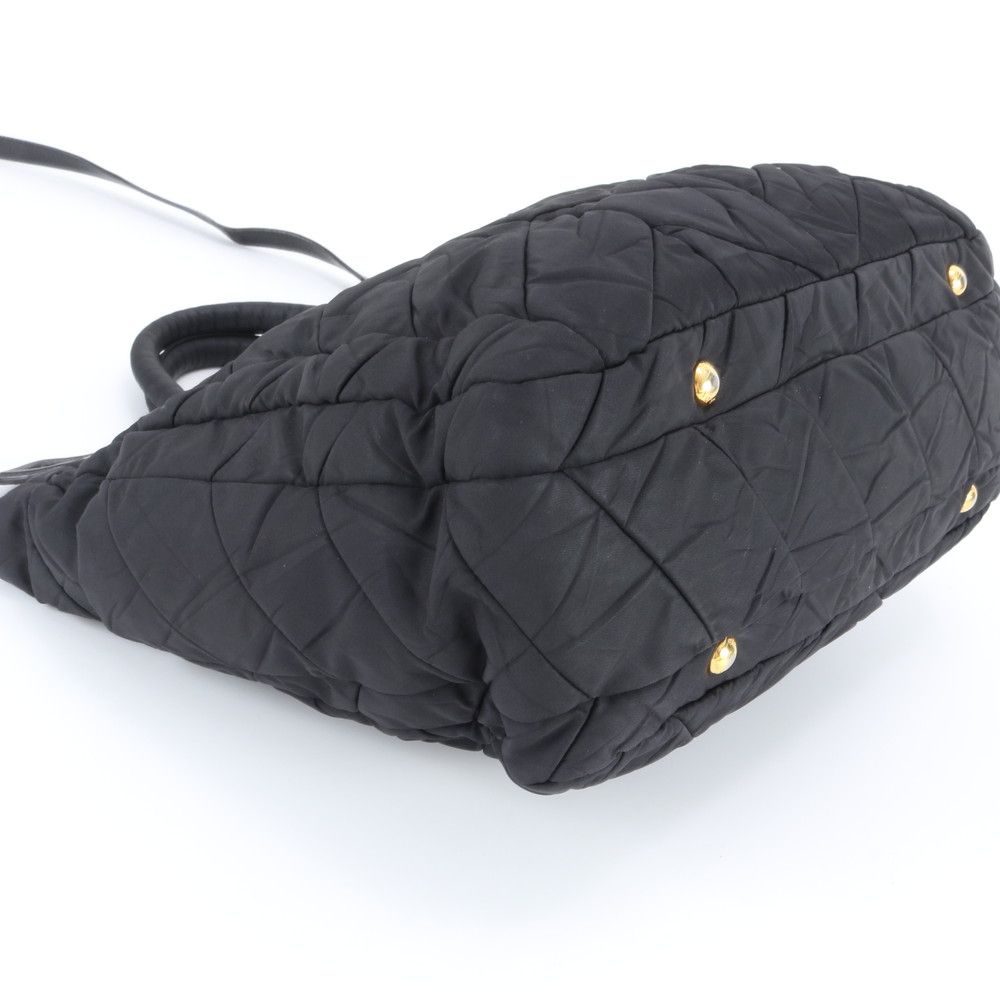 Prada Tessuto Nylon Quilted Leather 2-Way Shoulder Bag Crossbody Hand Tote Rbe