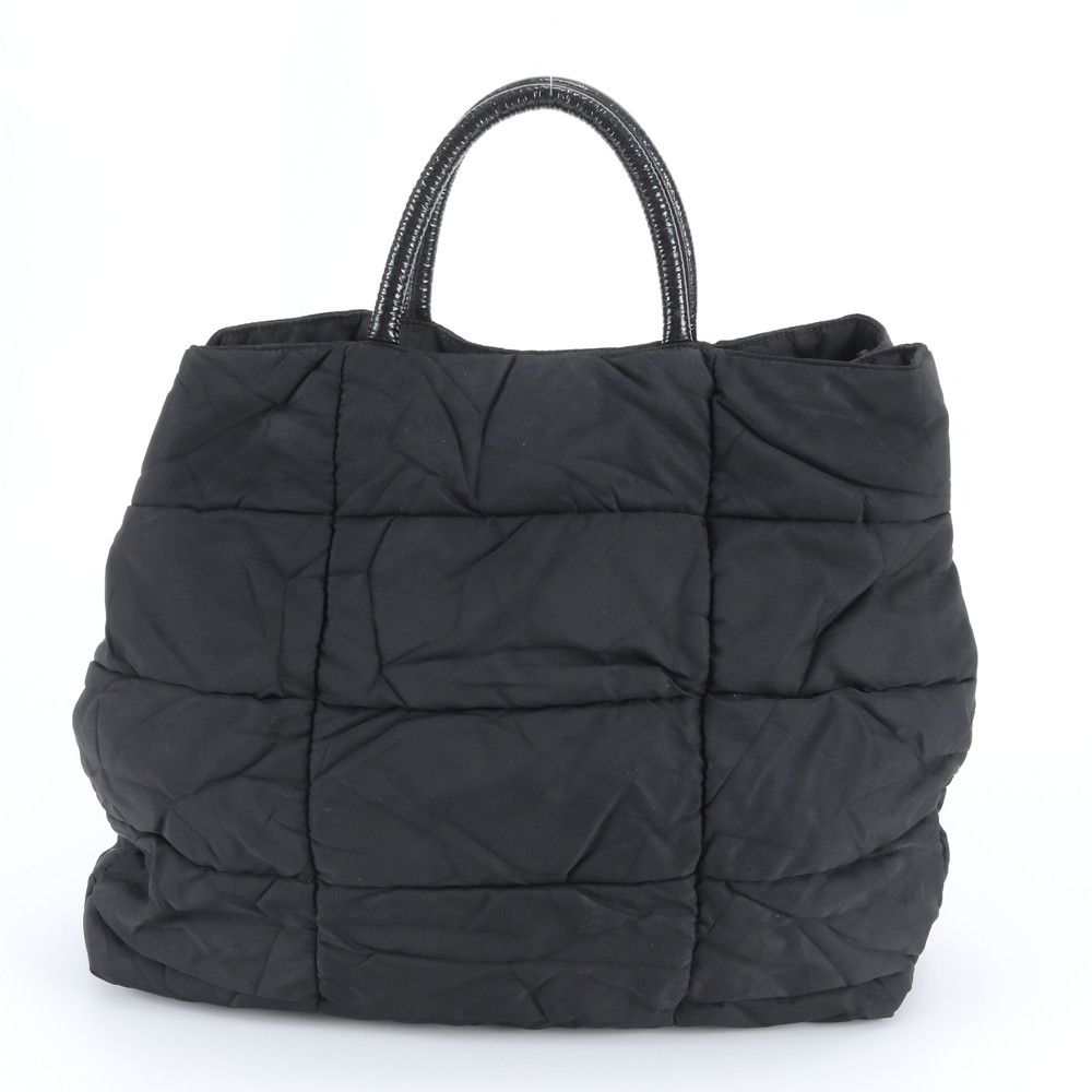 Prada Tessuto Nylon Crispy Triangle Logo Leather Tote Shoulder Rbe