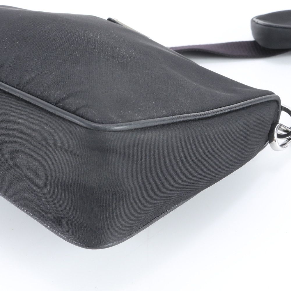 Prada Nylon Leather Shoulder Bag Crossbody Messenger Business Black Rbe