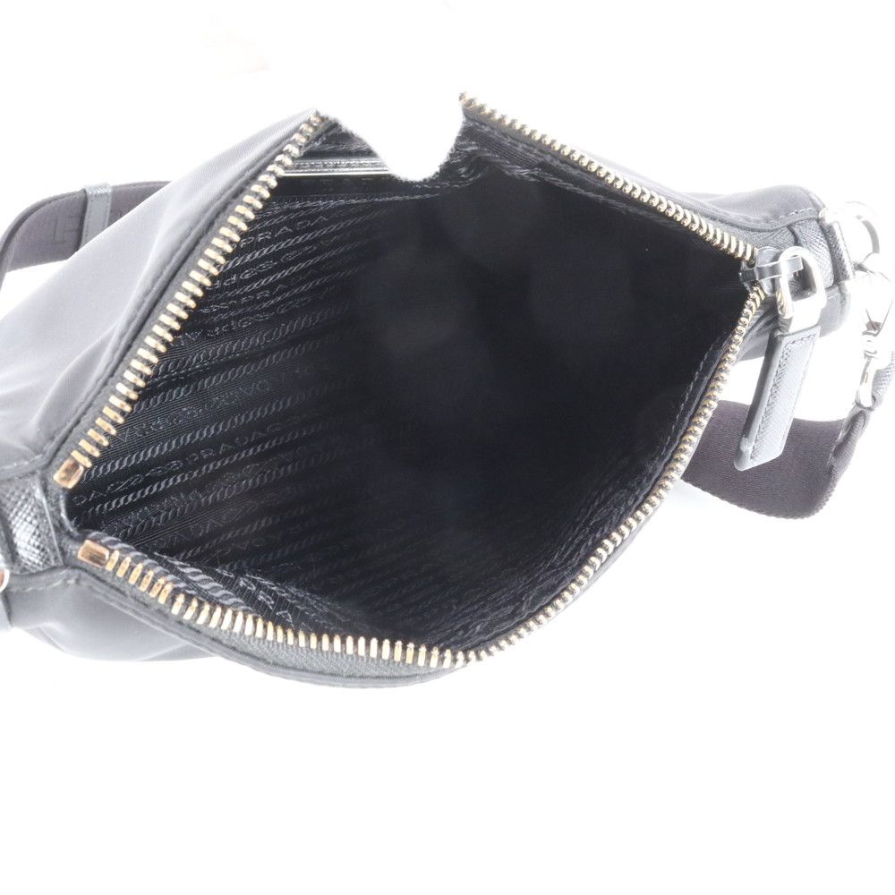 Prada Nylon Leather Shoulder Bag Crossbody Messenger Business Black Rbe