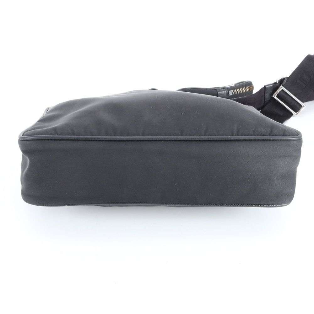 Prada Nylon Leather Shoulder Bag Crossbody Messenger Business Black Rbe