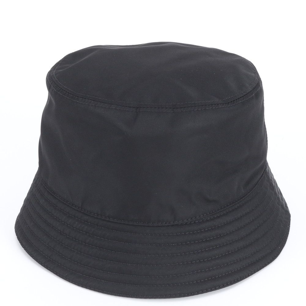 Prada Tag Re-Nylon Triangle Logo Bucket Hat Black Ree
