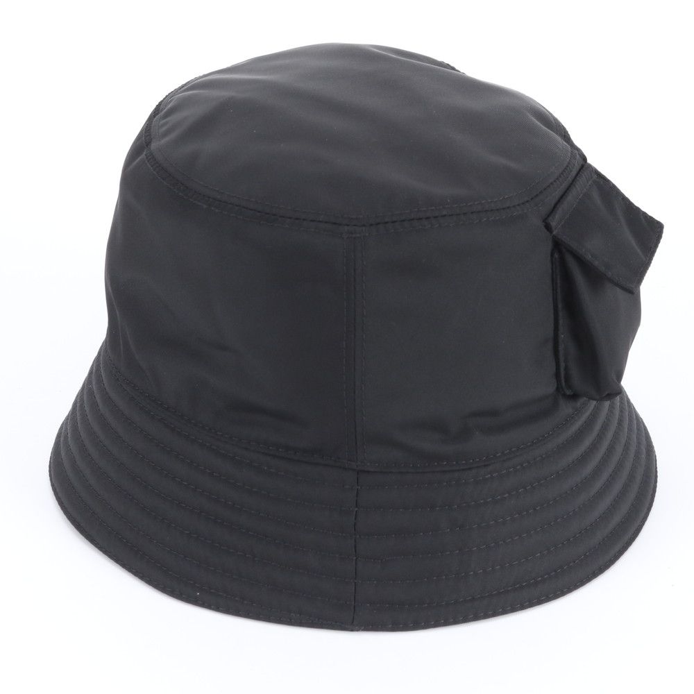 Prada Tag Re-Nylon Triangle Logo Bucket Hat Black Ree
