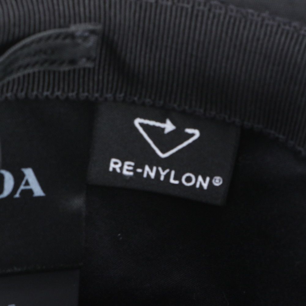 Prada Tag Re-Nylon Triangle Logo Bucket Hat Black Ree