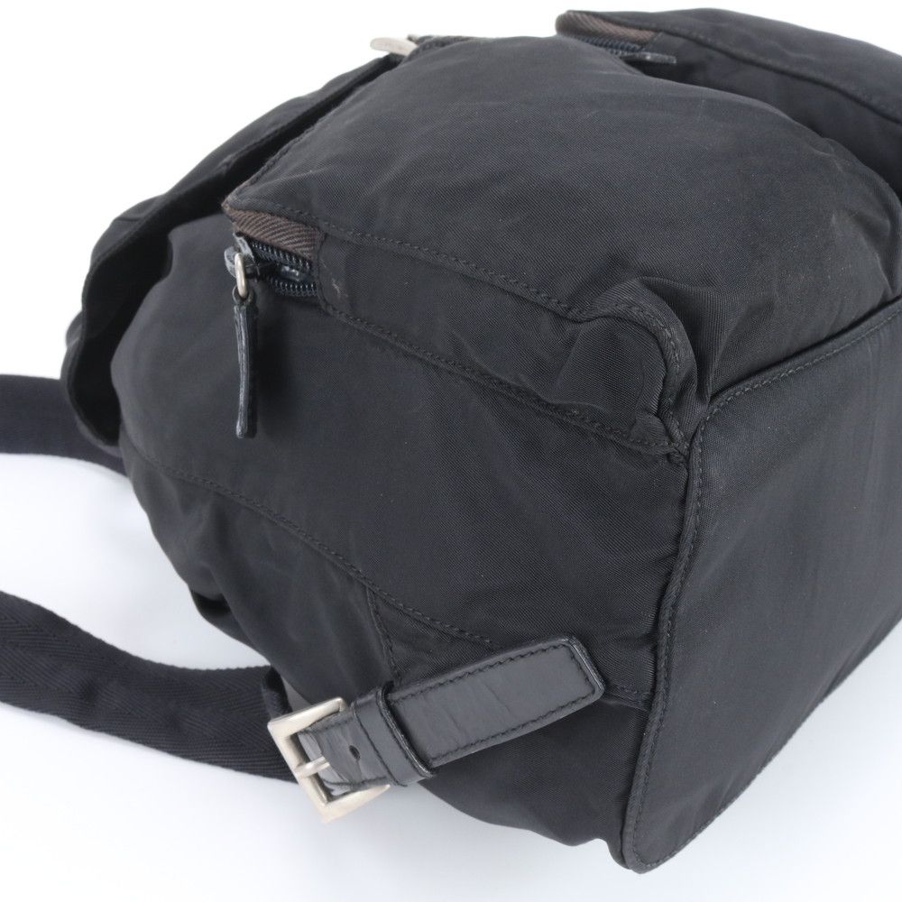 Prada Tessuto Nylon Triangle Logo Leather Backpack