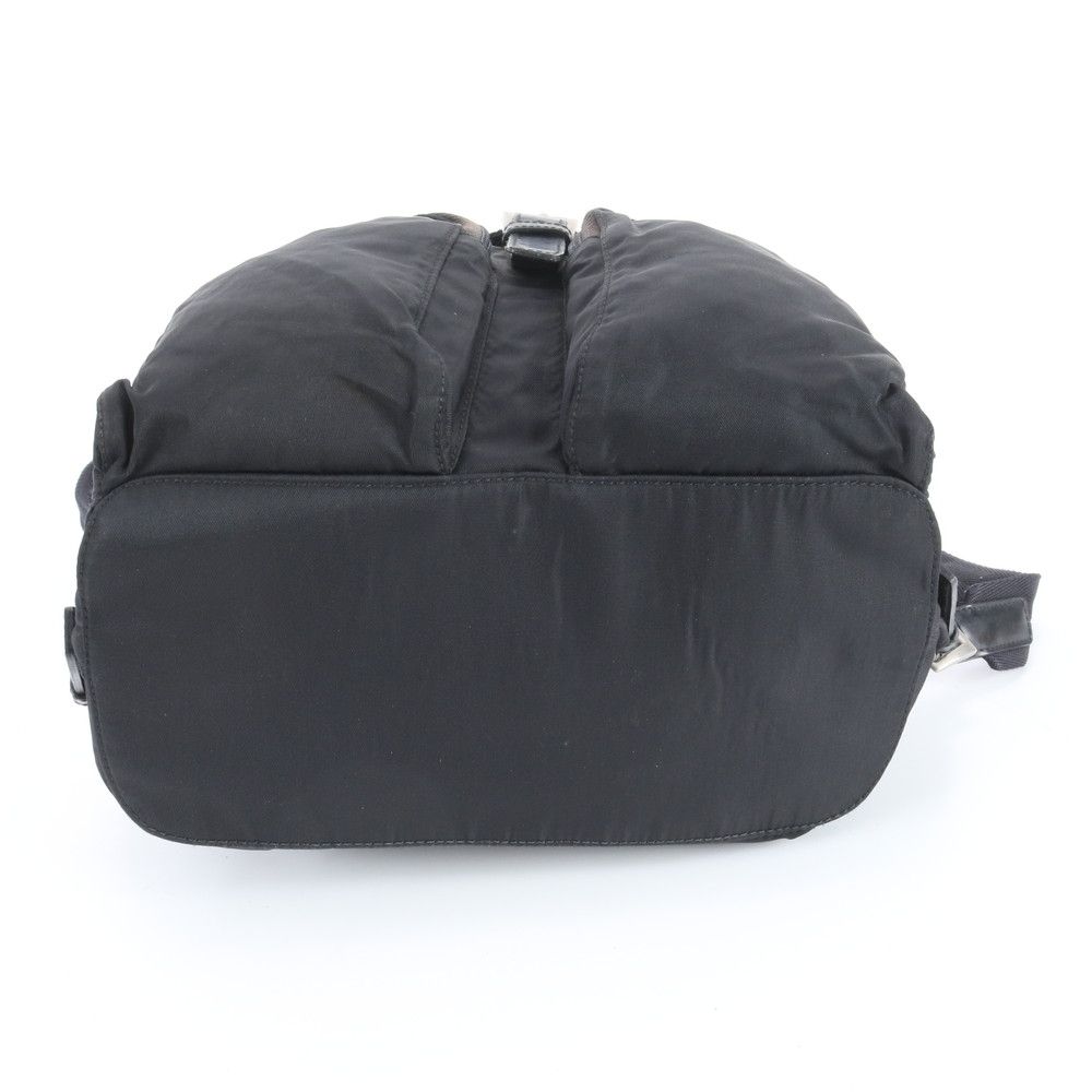 Prada Tessuto Nylon Triangle Logo Leather Backpack