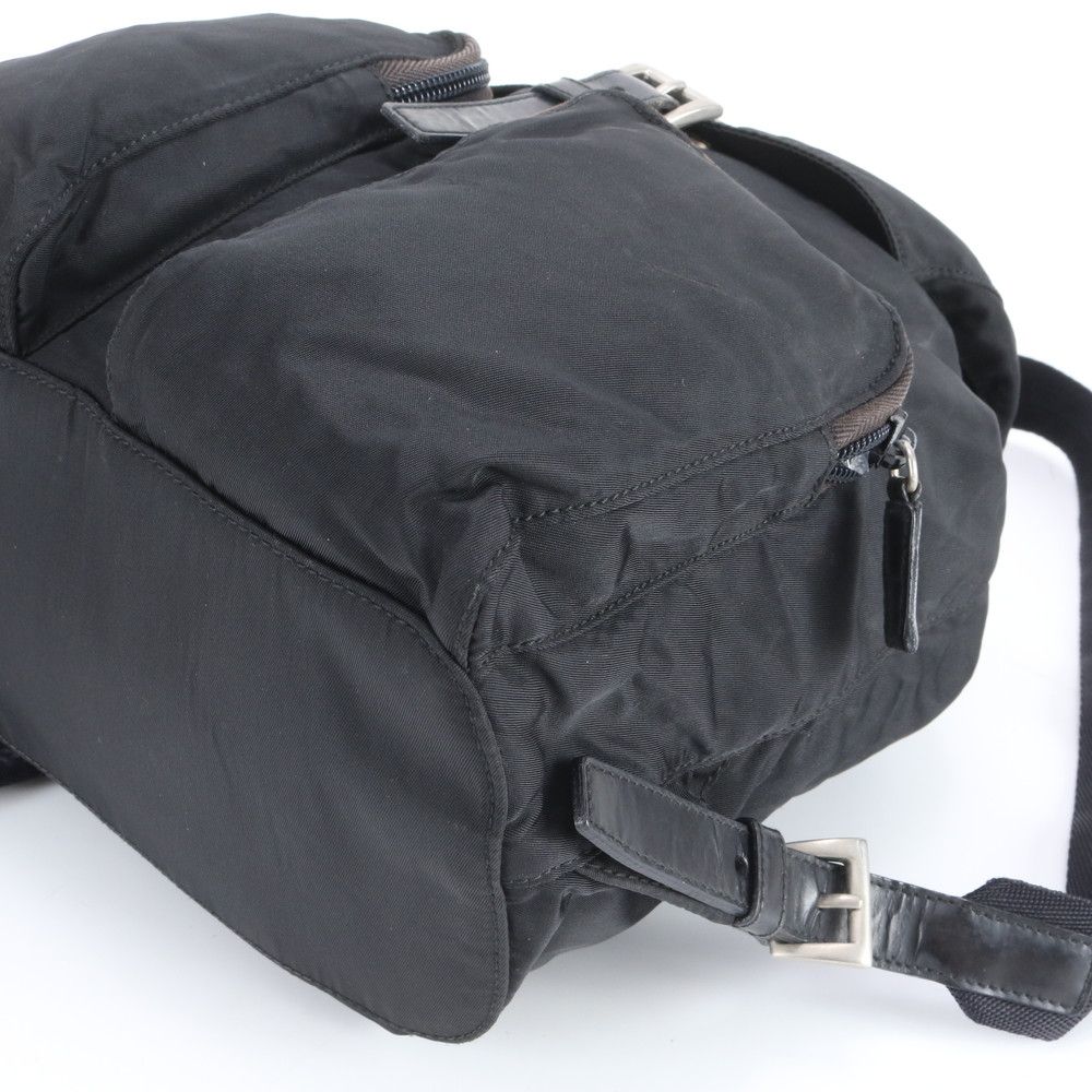 Prada Tessuto Nylon Triangle Logo Leather Backpack